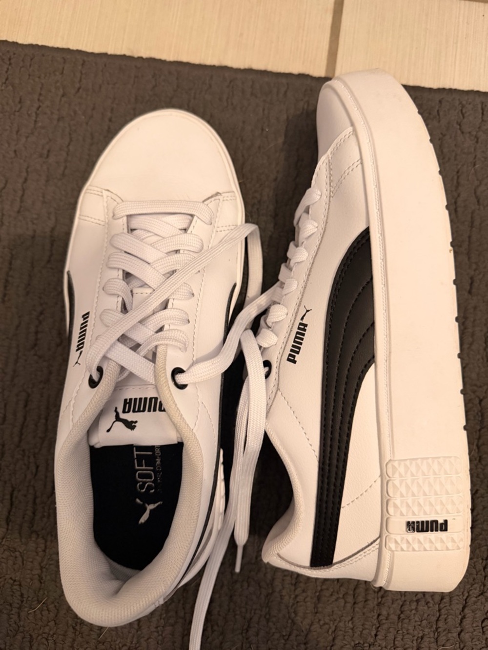 Puma White and Black Foam+ Low-Top Sneakers